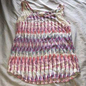 Colorful lace accent tank top